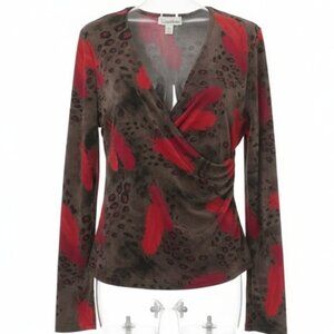 CAROL ROSE Womens Cottagecore Casual Stretch Long Size Large Blouse